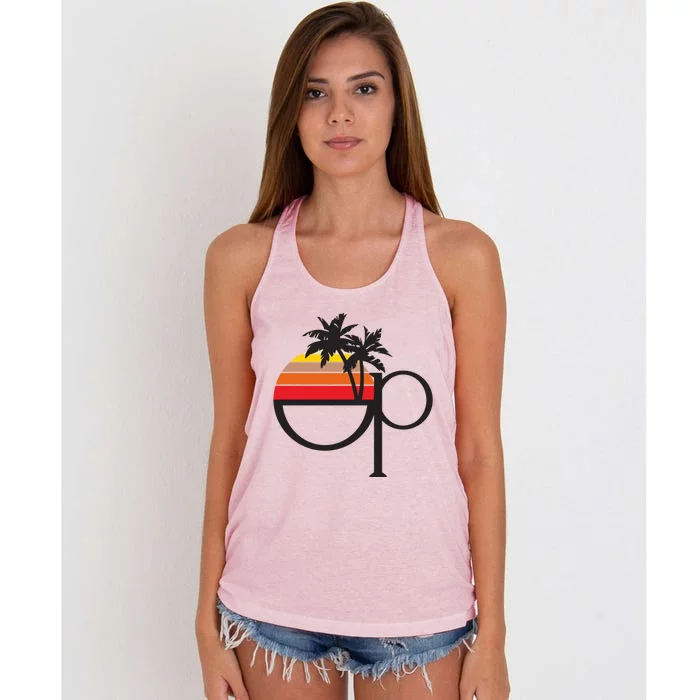 Ocean Pacific 80s Retro Sunset Women's Knotted Racerback Tank