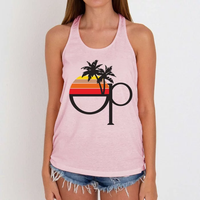 Ocean Pacific 80s Retro Sunset Women's Knotted Racerback Tank