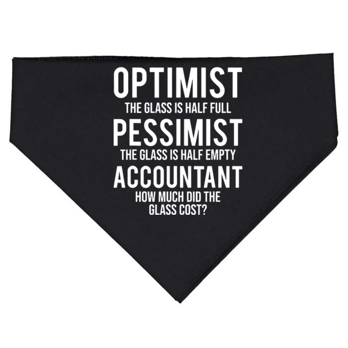 Optimist Pessimist Accountant Glass Funny Accounting USA-Made Doggie Bandana