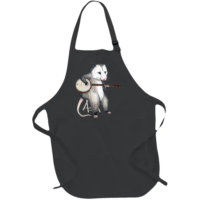 Opossum Playing Banjo Guitar Possum Live Weird Trash Kitty Full-Length Apron With Pocket