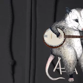 Opossum Playing Banjo Guitar Possum Live Weird Trash Kitty Full Zip Hoodie