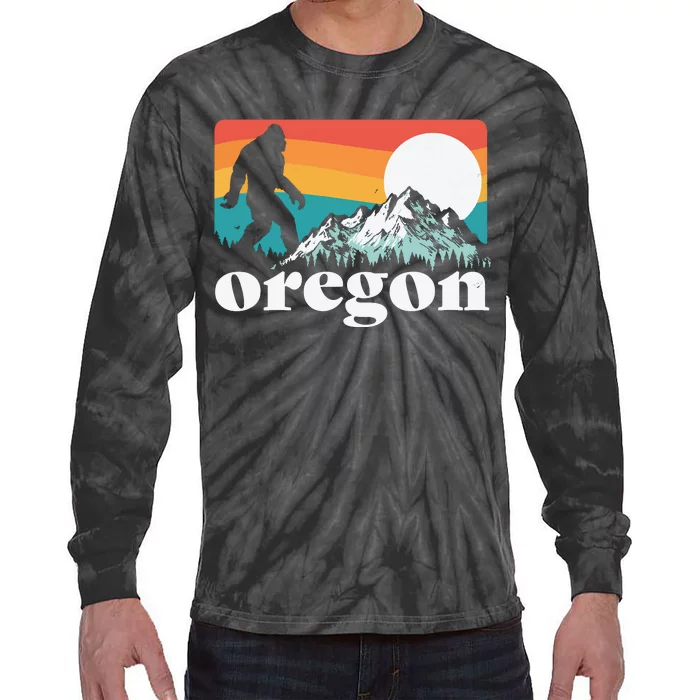 Oregon Pride Bigfoot Mountains Tie-Dye Long Sleeve Shirt