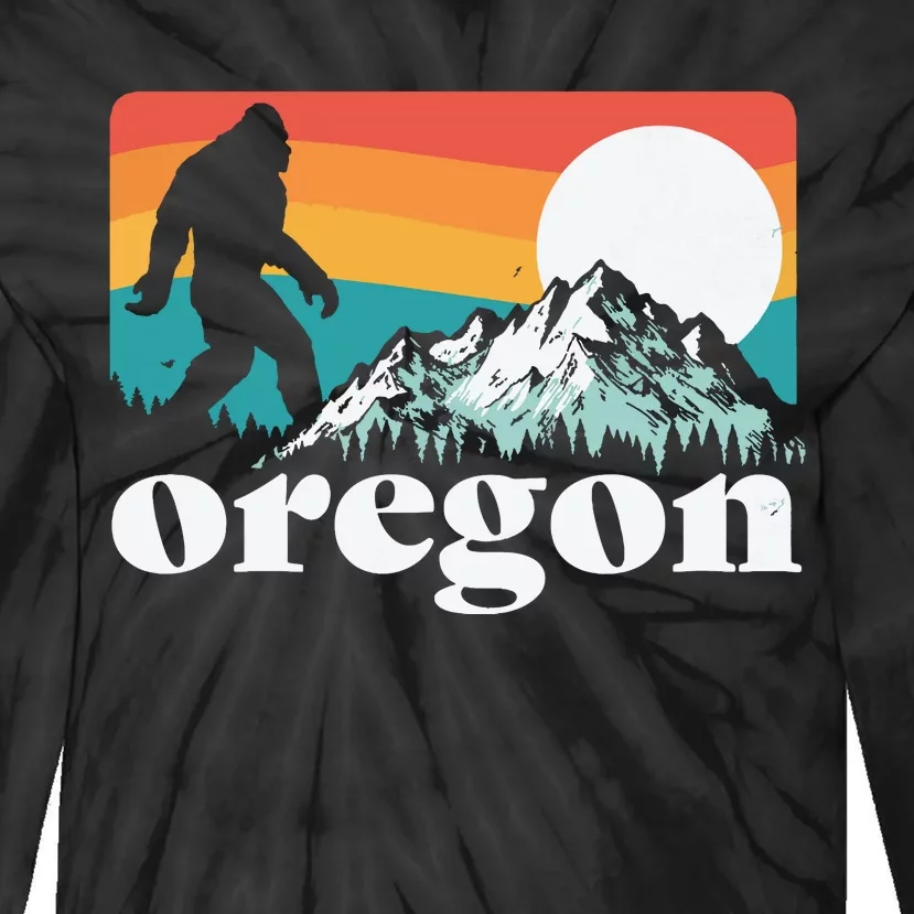 Oregon Pride Bigfoot Mountains Tie-Dye Long Sleeve Shirt