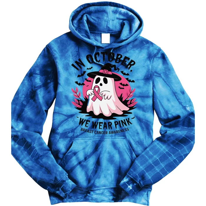 October Pin.K Breast Cancer Awareness Halloween Ghost Ribbon Tie Dye Hoodie