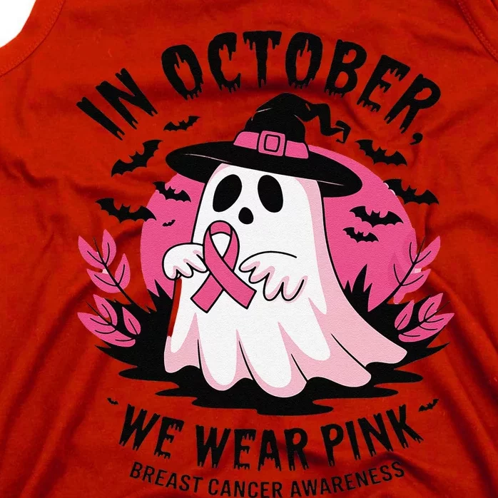 October Pin.K Breast Cancer Awareness Halloween Ghost Ribbon Tank Top