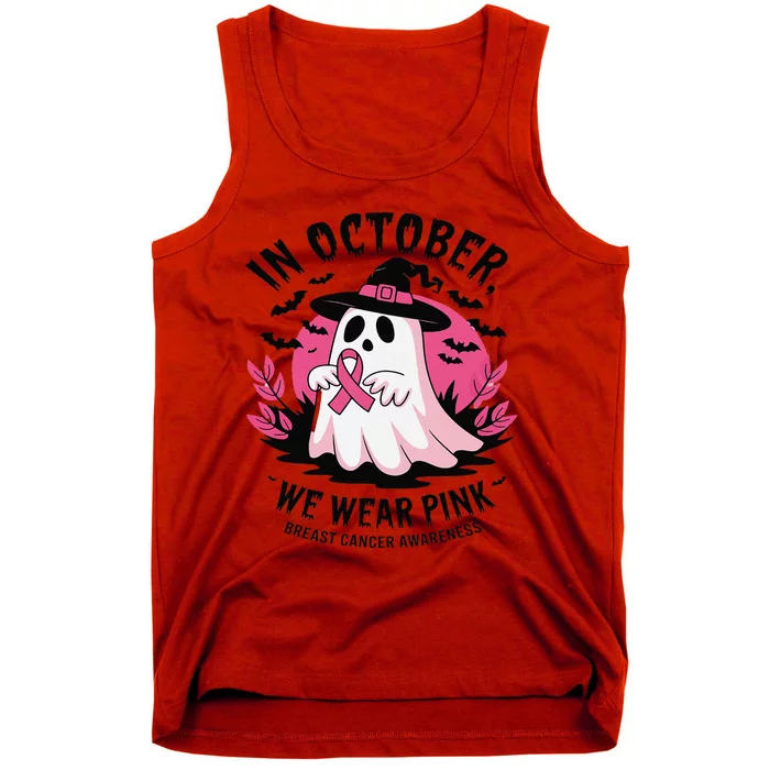 October Pin.K Breast Cancer Awareness Halloween Ghost Ribbon Tank Top