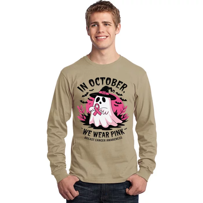 October Pin.K Breast Cancer Awareness Halloween Ghost Ribbon Tall Long Sleeve T-Shirt