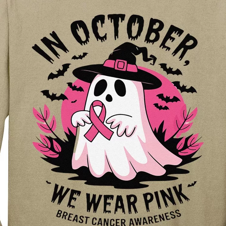 October Pin.K Breast Cancer Awareness Halloween Ghost Ribbon Tall Long Sleeve T-Shirt