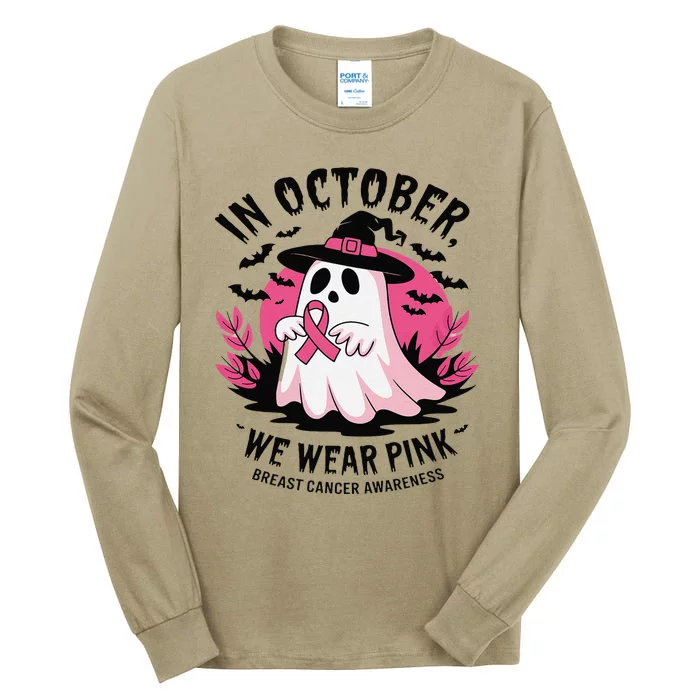 October Pin.K Breast Cancer Awareness Halloween Ghost Ribbon Tall Long Sleeve T-Shirt