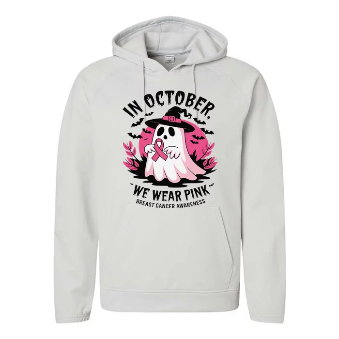 October Pin.K Breast Cancer Awareness Halloween Ghost Ribbon Performance Fleece Hoodie