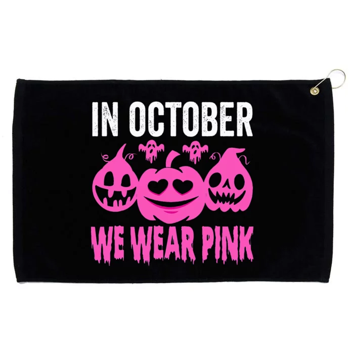 October Pink Breast Cancer Awareness Pumpkin Halloween Grommeted Golf Towel