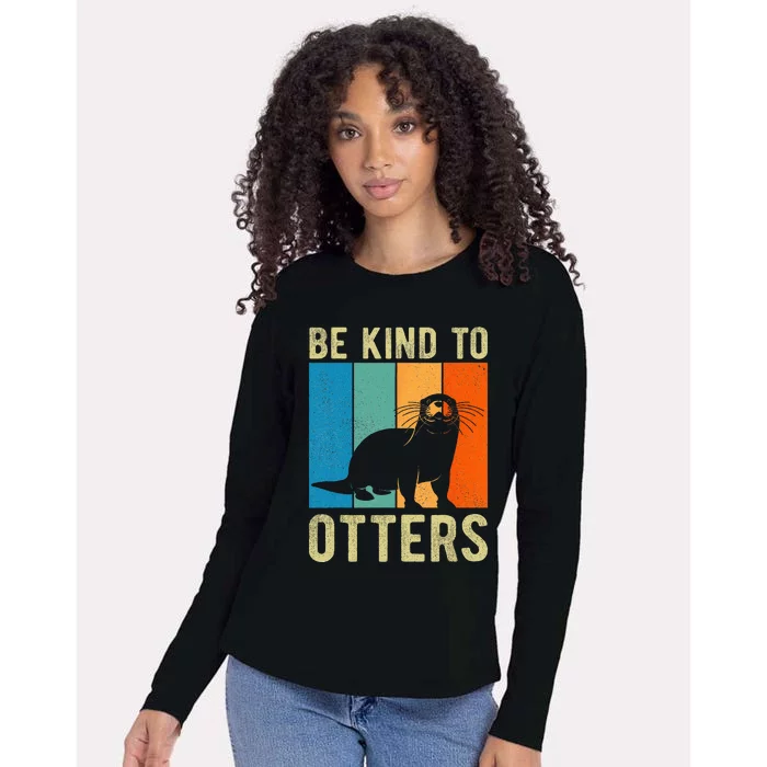 Otter Pun Be Kind to Otters Be Kind to Others Womens Cotton Relaxed Long Sleeve T-Shirt