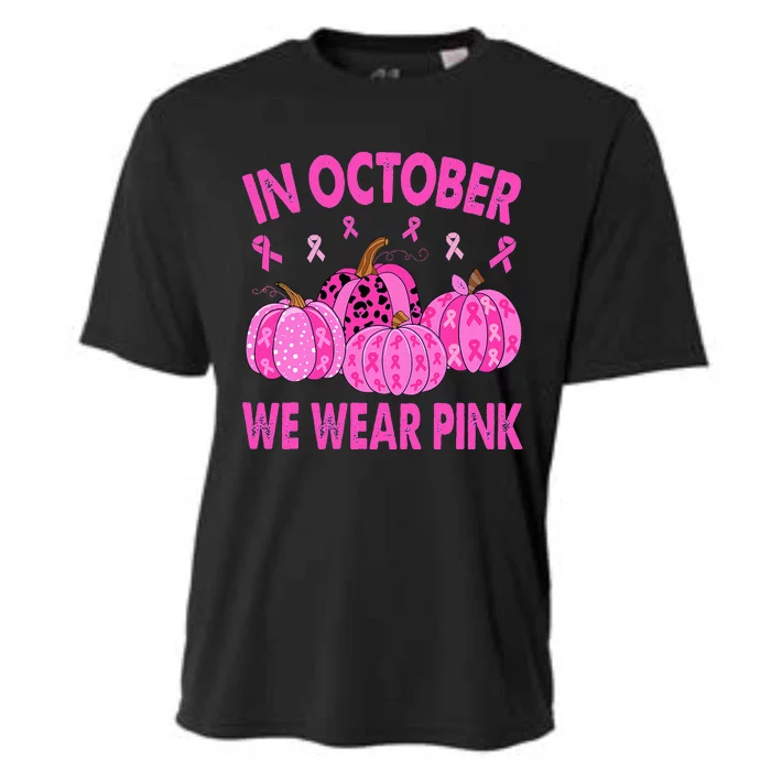 October Pink Breast Cancer Awareness Pumpkin Decor Cooling Performance Crew T-Shirt