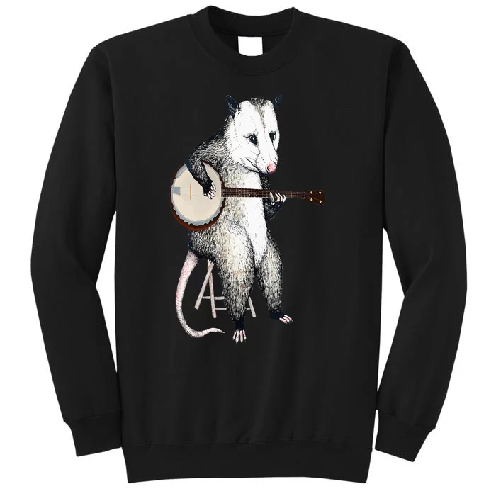 Opossum Playing Banjo Guitar Possum Live Weird Trash Kitty Sweatshirt