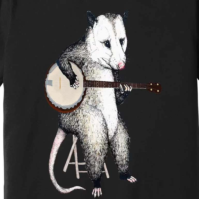 Opossum Playing Banjo Guitar Possum Live Weird Trash Kitty Premium T-Shirt