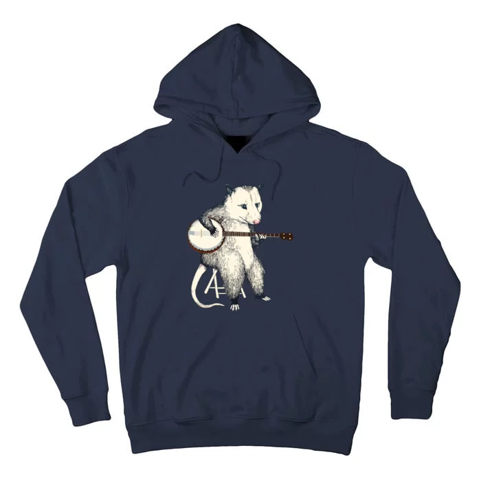 Opossum Playing Banjo Guitar Possum Live Weird Trash Kitty Tall Hoodie