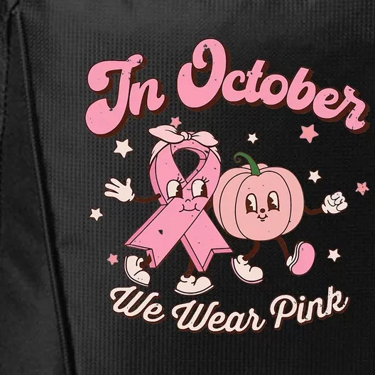 October Pink Breast Cancer Awareness Pumpkin City Backpack