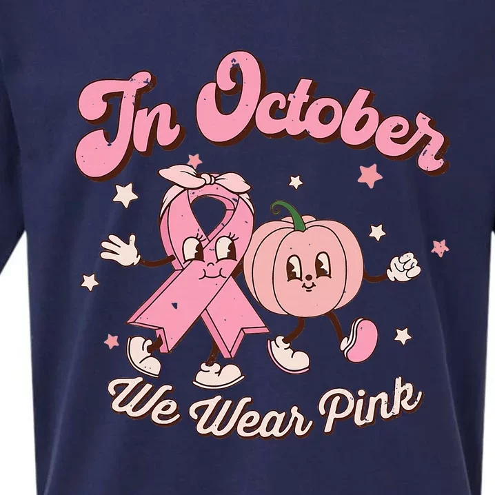 October Pink Breast Cancer Awareness Pumpkin Sueded Cloud Jersey T-Shirt