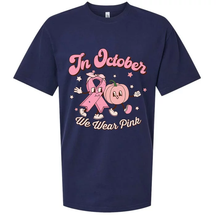 October Pink Breast Cancer Awareness Pumpkin Sueded Cloud Jersey T-Shirt