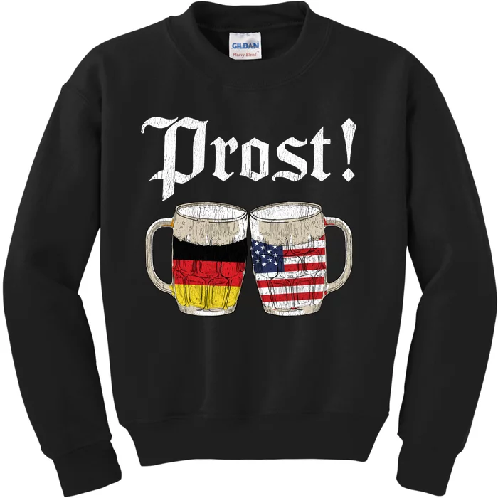 Oktoberfest Holiday Prost Beer German American Flag Kids Sweatshirt