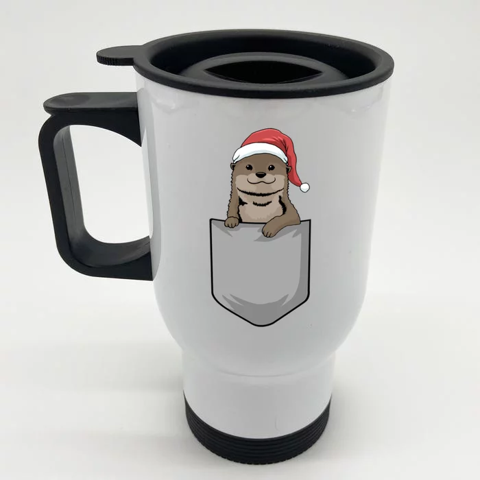 Otter Pocket Christmas Gift Front & Back Stainless Steel Travel Mug