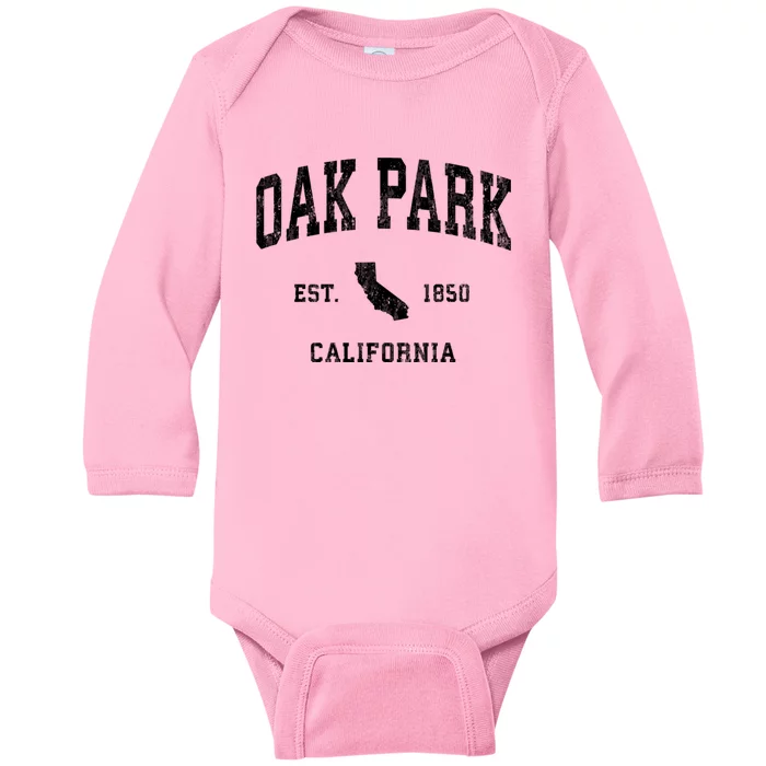 Oak Park California Ca Vintage Athletic Baby Long Sleeve Bodysuit