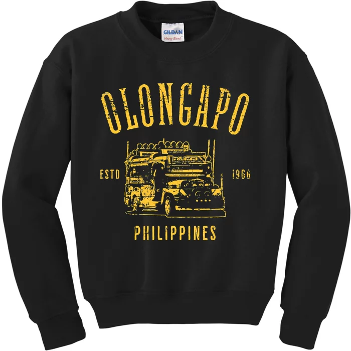 Olongapo Philippines Estd 1966 Distressed Style Design Kids Sweatshirt