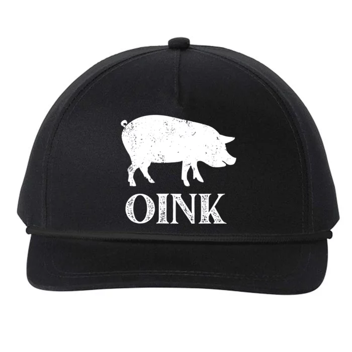 Oink Pig Funny Hog Farm Barnyard Animal Pig Lover Grunge Snapback Five-Panel Rope Hat