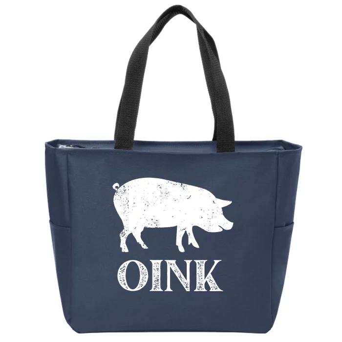 Oink Pig Funny Hog Farm Barnyard Animal Pig Lover Grunge Zip Tote Bag