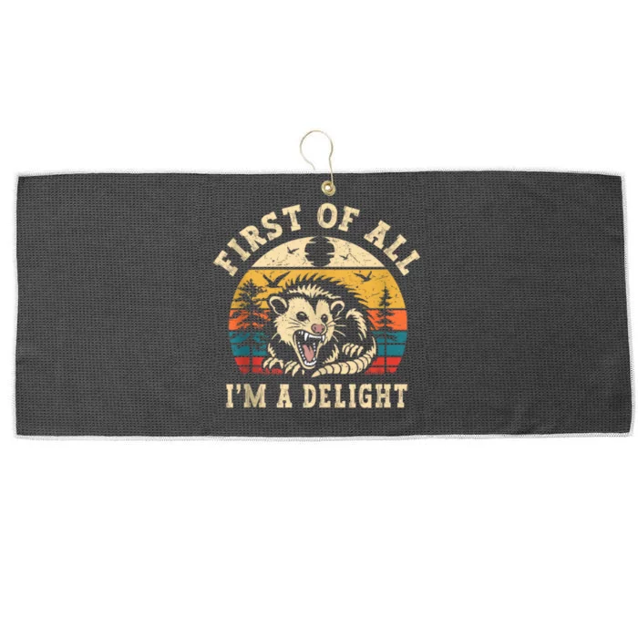 Opossum Possum First Of All I Am A Delight Sarcastic Angry Large Microfiber Waffle Golf Towel