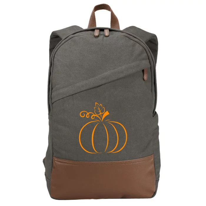 Orange Pumpkin Fall Halloween & Thanksgiving Minimal Design Cotton Canvas Backpack