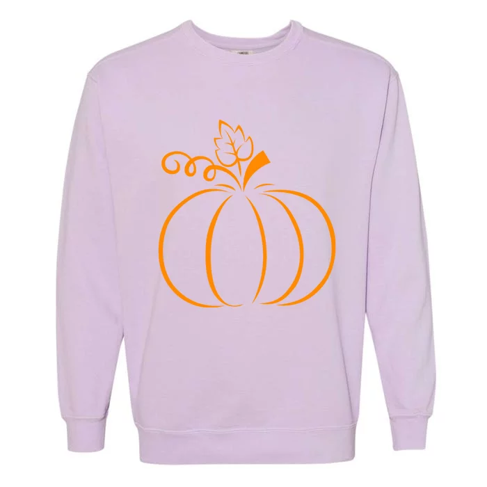 Orange Pumpkin Fall Halloween & Thanksgiving Minimal Design Garment-Dyed Sweatshirt