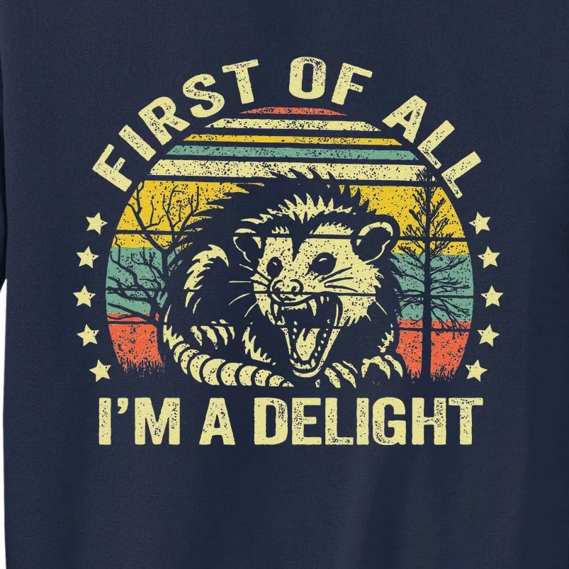 Opossum Possum First Of All IM A Delight Sarcastic Angry Tall Sweatshirt