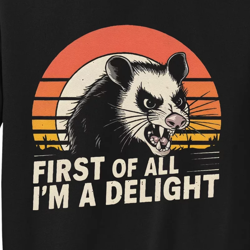 Opossum Possum First Of All IM A Delight Sarcastic Angry Gift Tall Sweatshirt