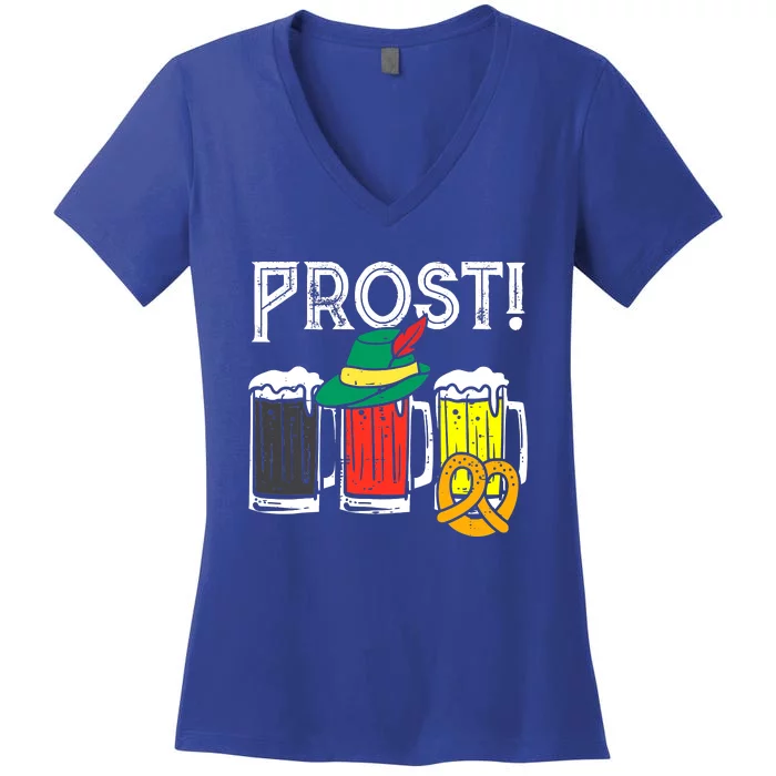 Oktoberfest Prost German Flag Colors Hat Bavarian Women's V-Neck T-Shirt