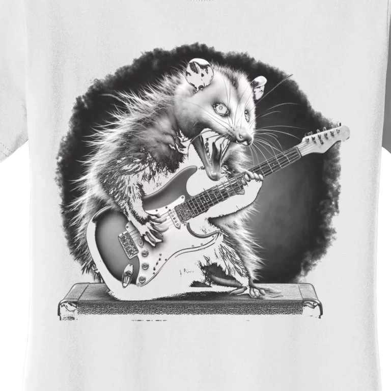 Opossum Playing Guitar Rock And Roll Rock Star Women's T-Shirt