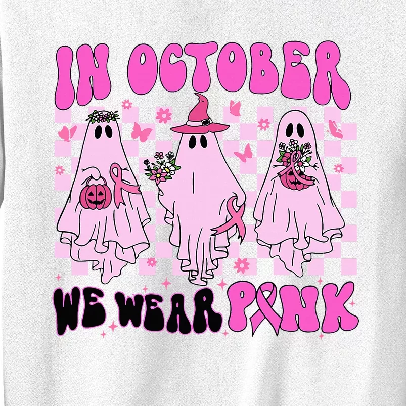 October Pink Ghost Halloween Breast Cancer Awareness Sweatshirt