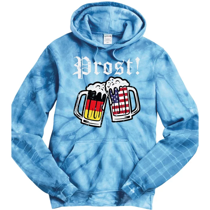 Oktoberfest Prost German American Flag Costume Tie Dye Hoodie