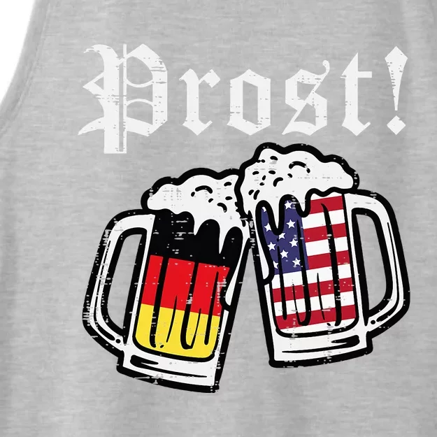 Oktoberfest Prost German American Flag Costume Ladies Tri-Blend Wicking Tank