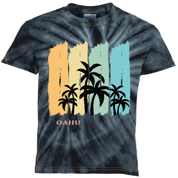 Oahu Palm Hawaii Aloha Gift Waikiki Island Honolulu Souvenir Kids Tie-Dye T-Shirt