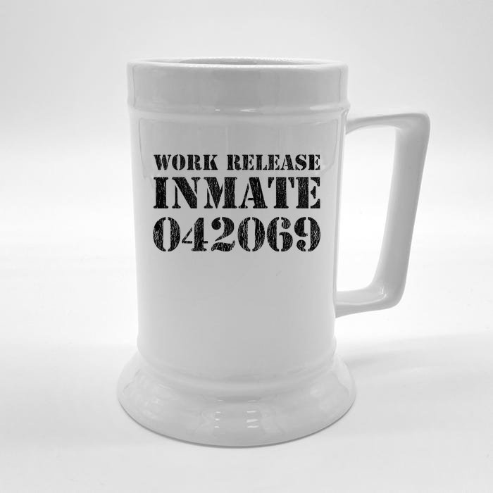 Orange Prisoner Halloween Costume Work Release Inmate Front & Back Beer Stein