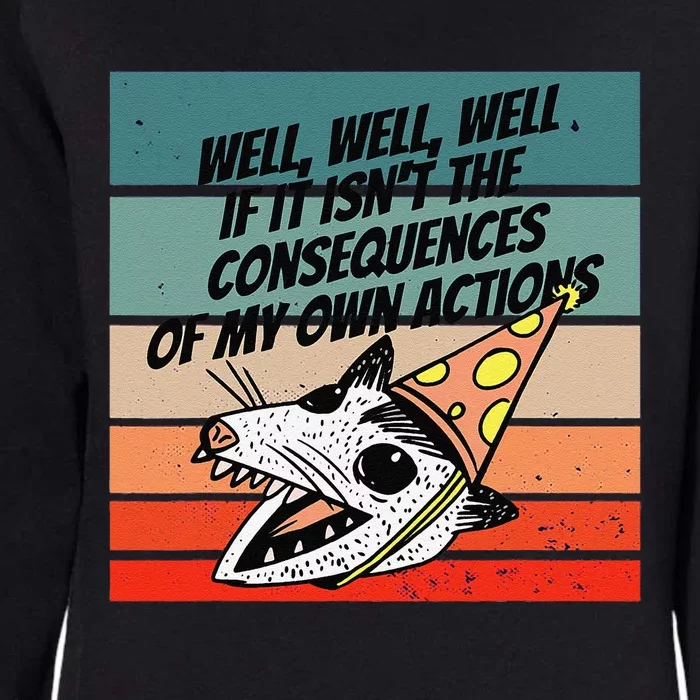 Opossum Party Hat Cartoon Humor Sarcasm Selfreflection Art Womens California Wash Sweatshirt