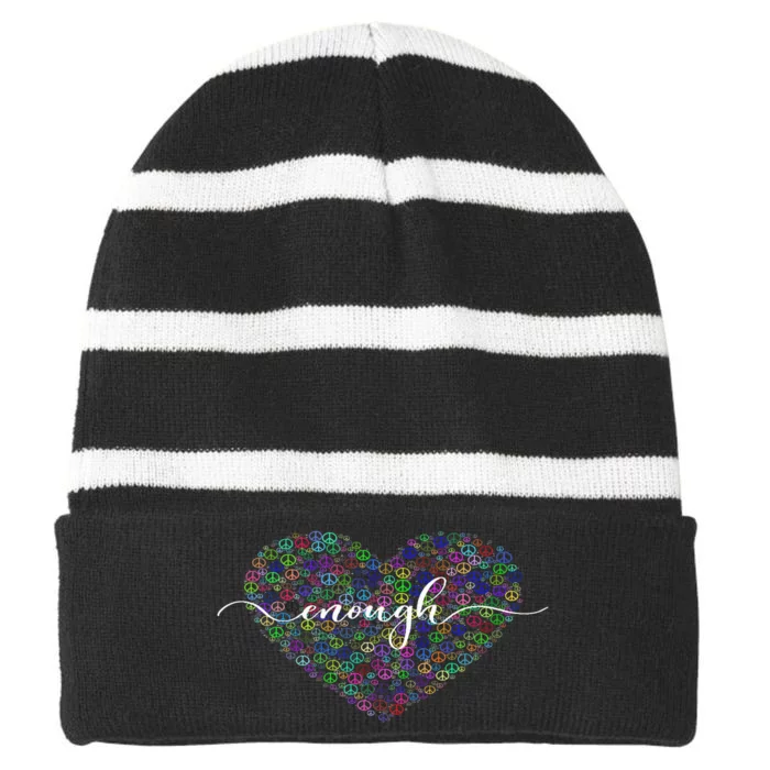 Orange Peace Heart Enough End Gun Violence Awareness Day Striped Beanie with Solid Band