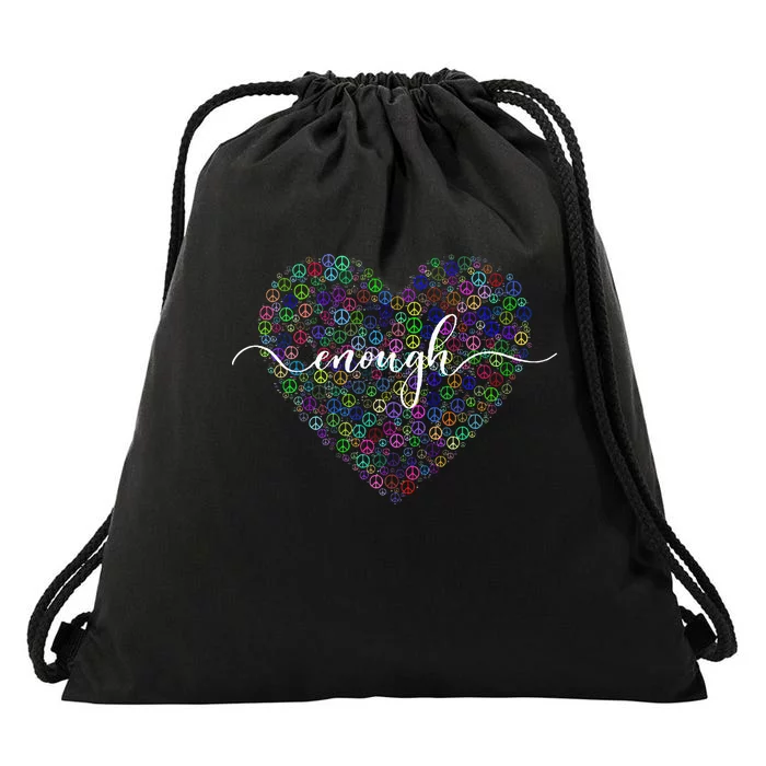 Orange Peace Heart Enough End Gun Violence Awareness Day Drawstring Bag