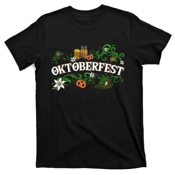 Oktoberfest Party Hat with Beer, Pretzel, and Edelweiss T-Shirt