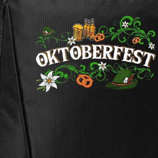 Oktoberfest Party Hat with Beer, Pretzel, and Edelweiss City Backpack