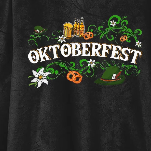 Oktoberfest Party Hat with Beer, Pretzel, and Edelweiss Hooded Wearable Blanket