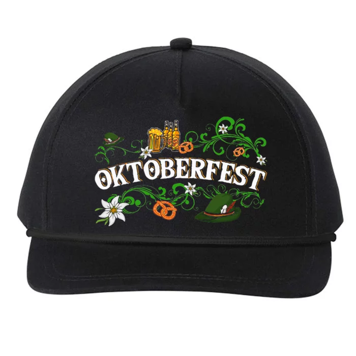 Oktoberfest Party Hat with Beer, Pretzel, and Edelweiss Snapback Five-Panel Rope Hat