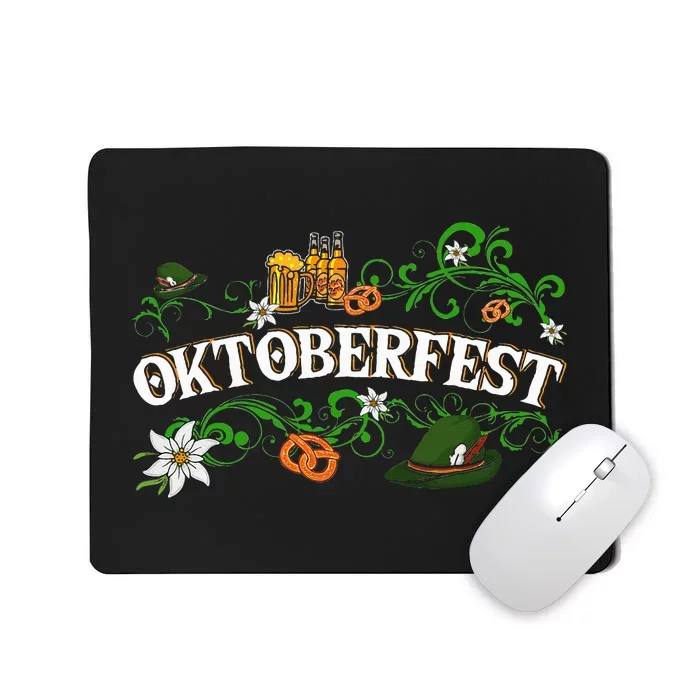 Oktoberfest Party Hat with Beer, Pretzel, and Edelweiss Mousepad