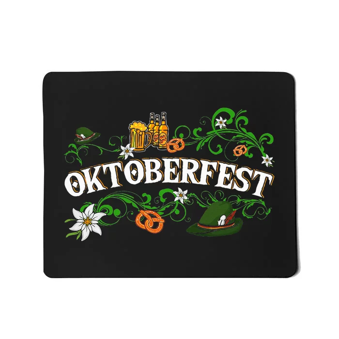 Oktoberfest Party Hat with Beer, Pretzel, and Edelweiss Mousepad